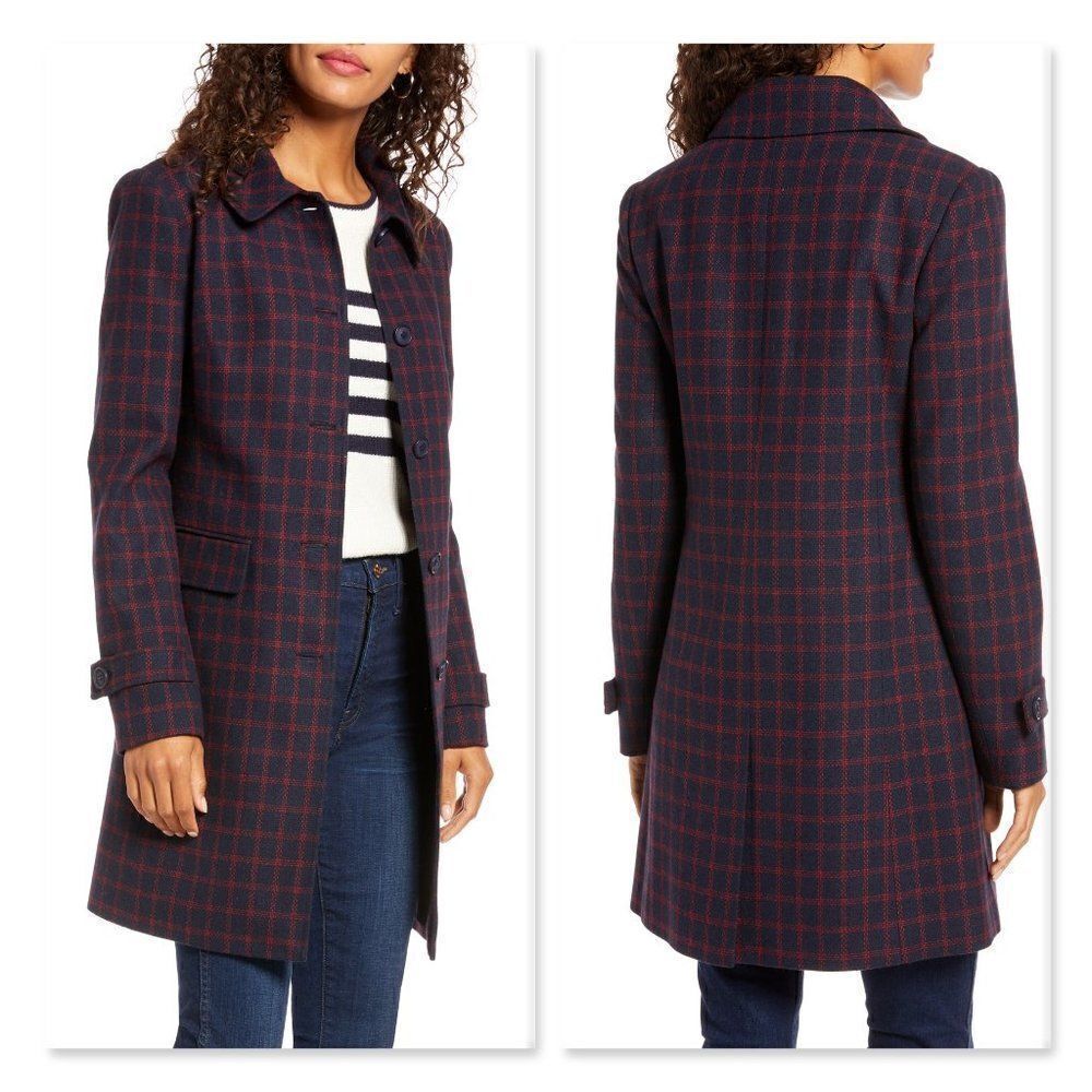 Nordstrom 1901Basketweave Pattern Topper Coat sz 6